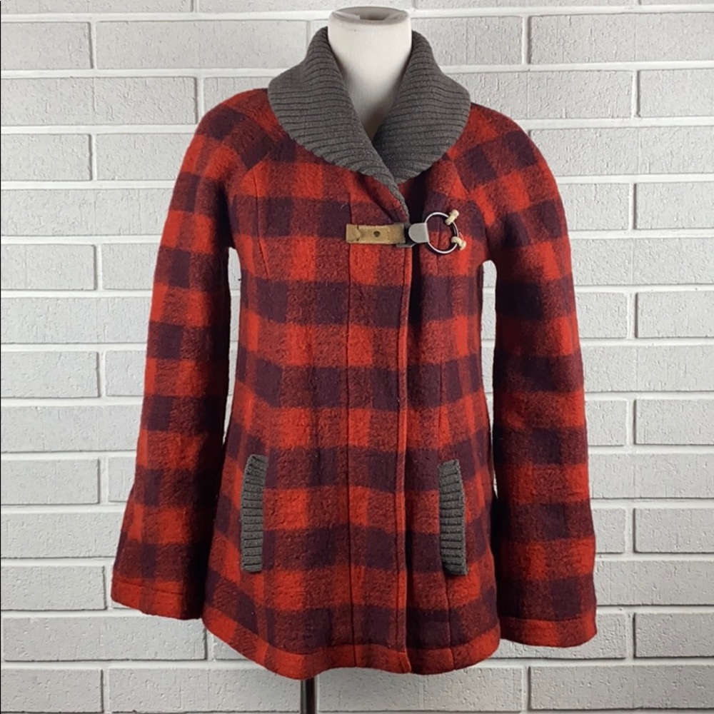 Free People buffalo plaid wool coat
